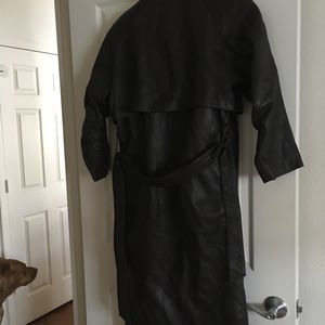 MIDI Brown Leather Trench Coat